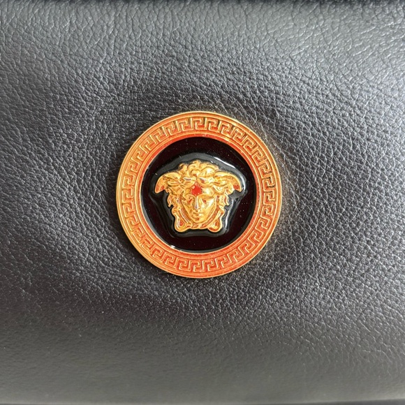 VERSACE Backpack Leather Black Gold Auth - Picture 12 of 16